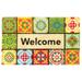 RugSmith Bleah Handloom Woven & Printed Welcome Folk Tile Rubber Doormat, 18" x 30" - 18" x 30"