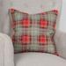 Red/ Grey Plaid Metallic Accent Down Fill Throw Pillow