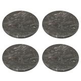 Creative Home Natural Charcoal Marble Set of 4 Piece 4 Inch Diameter Round Coaster Set