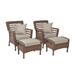 Modern Concept Faux Sea Grass Resin Rattan Relaxing Set of 2 Armchairs and 2 Ottomans