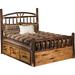 Hickory Log Wagon Wheel Storage Bed Frame