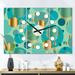 Designart 'Gold and Blue Dynamics III' Oversized Mid-Century wall clock - 3 Panels - 36 in. wide x 28 in. high - 3 Panels