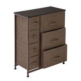 Dresser with 3 Big 4 Small Drawers,Furniture Storage Tower Unit,Brown