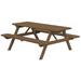 Pine 6' Picnic Table with Attached Benches