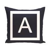 Blue and White 18 x 18-inch Monogram Print Decorative Pillow