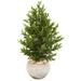 3' Olive Cone Topiary Artificial Tree in Sand Stone Planter UV Resistant (Indoor/Outdoor)