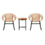 SEI Furniture Arti Contemporary All-Weather Natural Rattan 3-Piece Patio Bistro Set