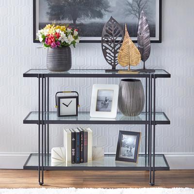 Target For Folio Metal And Glass Sofa, Warwick Narrow Console Table With Shelf Brown Threshold