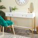 White Wood Glam Modern Contemporary 2 Drawer Desk Console Table - 47 x 15 x 31