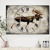 Designart 'Moose Lodge 2' Oversized Cottage Wall Clock - 3 Panels - 36 in. wide x 28 in. high - 3 Panels