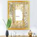 Designart 'Capital Gold Botanical Bliss 4' Glam Mirror - Modern Accent Printed Mirror