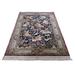 Shahbanu Rugs Navy Blue Vintage Persian Silk Qum Hunting Design with Poetry Rug (4'4" x 6'8") - 4'4" x 6'8"