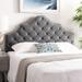 SAFAVIEH Arebelle Pewter Velvet Upholstered Tufted Headboard - Silver Nailhead (Queen)