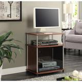 Convenience Concepts Designs2Go 26 inch TV Stand with Black Glass Storage Cabinet and Shelf