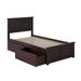 Madison Twin XL Platform Bed with Matching Footboard with 2 Drawers in Espresso