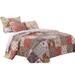Chicago 4 Piece Fabric Twin Size Quilt Set with Jacobean Prints, Multicolor