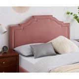 Paradise Heather Pink Velvet Upholstered King/California King Size Headboard with Nailhead Trim