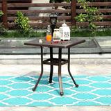 Sophia & William Outdoor Patio Dining Table Square, Modern Cast Aluminum Outdoor Furniture Dining Table with Umbrella Hole
