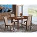 East West Furniture 5 Piece Kitchen Table Set- a Rectangle Dining Table and 4 Light Tan Linen Fabric Chairs, Mahogany