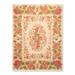 Hand Knotted Floral Beige, Tan Wool Traditional Oriental Area Rug (5x7) - 5'6" x 7'6"