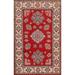 Geometric Kazak Oriental Traditional Area Rug Hand-knotted Wool Carpet - 3'4" x 4'11"