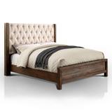 Furniture of America Cuza Rustic Natural Linen Fabric Wingback Bed