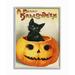 Stupell A Merry Halloween Black Cat Pumpkin Seasonal Holiday Design Framed Wall Art
