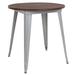 26" Round Metal Indoor Table with Rustic Wood Top - 26"W x 26"D x 30.5"H