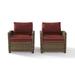 Crosley Bradenton Outdoor Wicker Arm Chairs with Sangria Cushions (Set of 2)