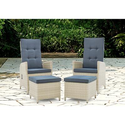 Lamitan Outdoor Wicker Recliners with Ottomans (Set of 2) by Havenside Home