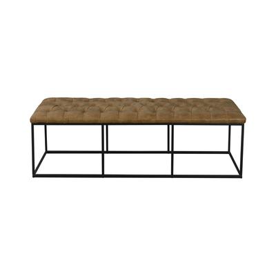 HomePop Draper Light Brown Button-tufted Ottoman
