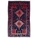 FineRugCollection Handmade Semi-Antique Persian Hamadan Red & Black Oriental Runner (5'1 x 8')