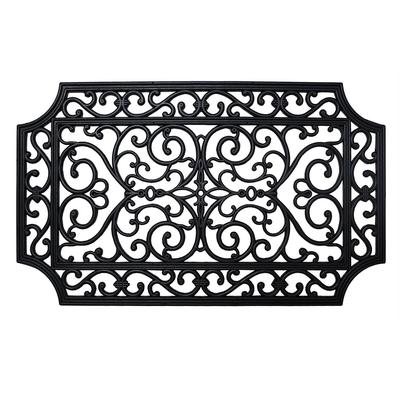 J & M Home Fashions 18" X 30" Natural Rubber Wrought Iron Floor Mat