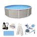 Blue Wave Belize Round 52-inch Deep, 6-inch Top Rail Metal Wall Swimming Pool Package