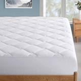 White Cotton Diamond Quilted Down Alternative Mattress Pad