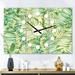 Designart 'Tropical Retro Foliage ' Oversized Mid-Century wall clock - 3 Panels - 36 in. wide x 28 in. high - 3 Panels