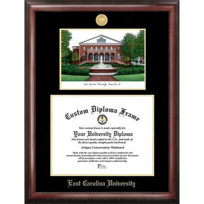 East Carolina University 14w x 11h Gold Embossed Diploma Frame with Campus Images Lithograph