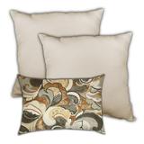 White Sands New Mexico Indoor/Outdoor, Zippered Pillow Cover, Set of 2 Large & 1 Lumbar, White, Brown, Tan