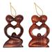 NOVICA Handmade Pair Wood Ornaments, 'Forever Together' (Indonesia) - 3.9" H x 2.4" W x 0.8" D