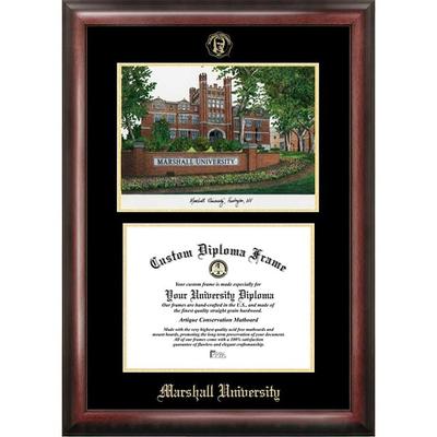 Marshall University 11w x 8.5h Gold Embossed Diploma Frame with Campus Images Lithograph