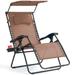 Folding Zero Gravity Lounge Chair Wide Recliner with Shade Canopy