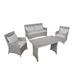 Wicker Sofa Patio Set (4 Piece- 2 Chairs, Love Seat, Table)