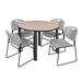 Kee 48" Round Breakroom Table- Black & 4 Zeng Stack Chairs- Grey