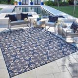 Licensed Disney Mickey Mouse Transitional Medallion Navy Blue/ Ivory Flatweave Indoor/ Outdoor Area Rug