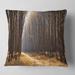 Designart 'Light in the Forest Path Panorama' Forest Throw Pillow