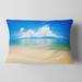 Designart 'Cloudy Horizon Over Blue Sea' Seashore Photo Throw Pillow