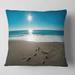 Designart 'Blue Sea and Footprints in Sand' Seascape Throw Pillow