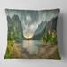 Designart 'Mountain Chalet at Sunset Panorama' Landscape Printed Throw Pillow