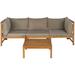 SAFAVIEH Outdoor Living Lynwood Brown Acacia Wood 4-piece Taupe Cushion Sectional Set