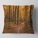 Designart 'Path in the Yellow Fall Forest' Modern Forest Throw Pillow